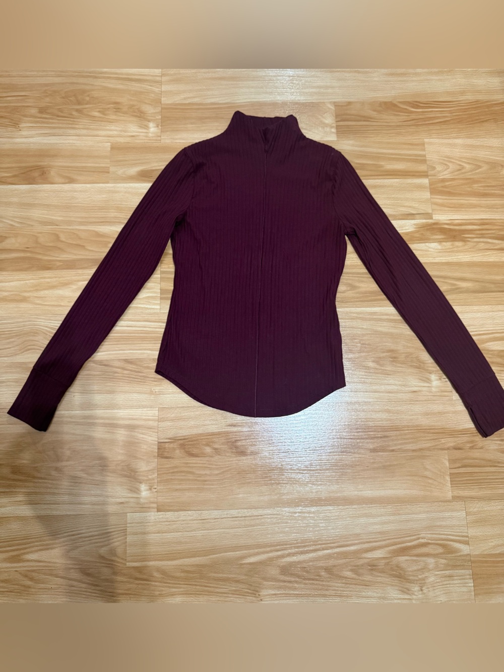 Madewell Ribbed Mock-Neck Long-Sleeve Top - Deep Burgundy